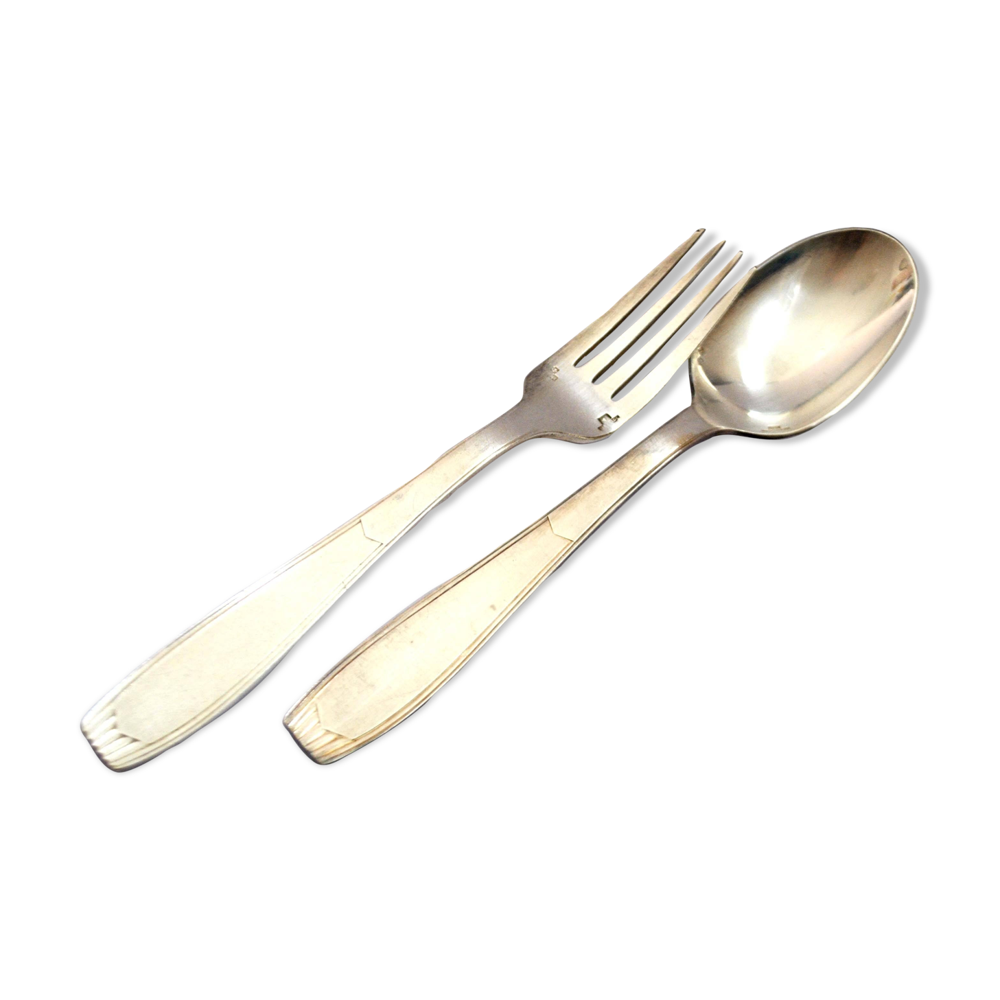 Art Deco SAIGON table cutlery in silver metal ALFENIDE by CHRISTOFLE 20.5cm