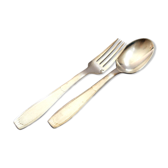 Art Deco SAIGON table cutlery in silver metal ALFENIDE by CHRISTOFLE 20.5cm
