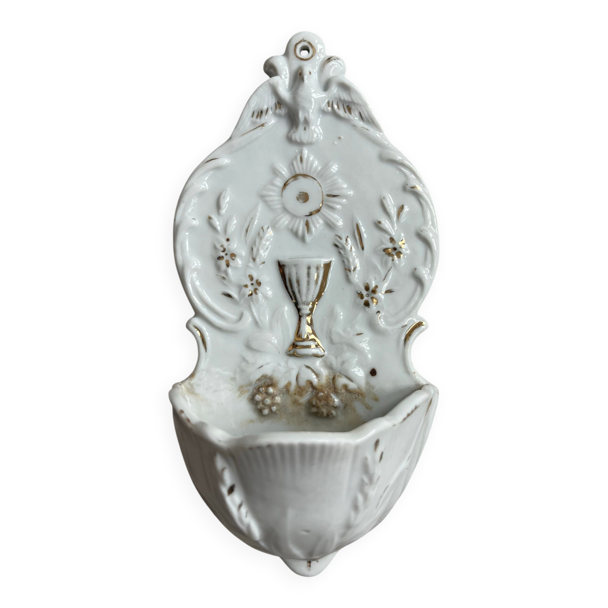 Bénitier en porcelaine « calice » fin XIXème