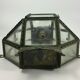 Metal and brass wall light with mirror background 1900