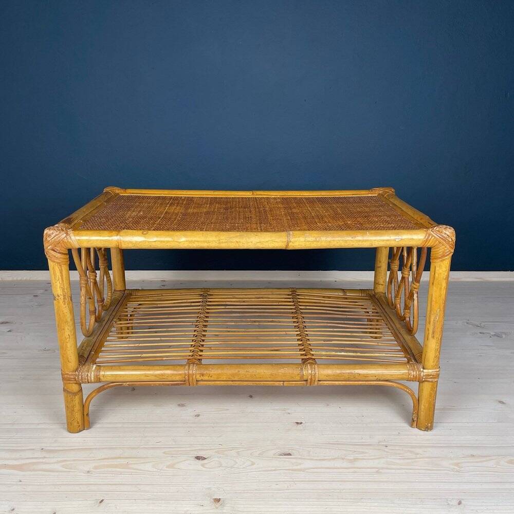 Vintage bamboo coffee table, Italy, 1970s