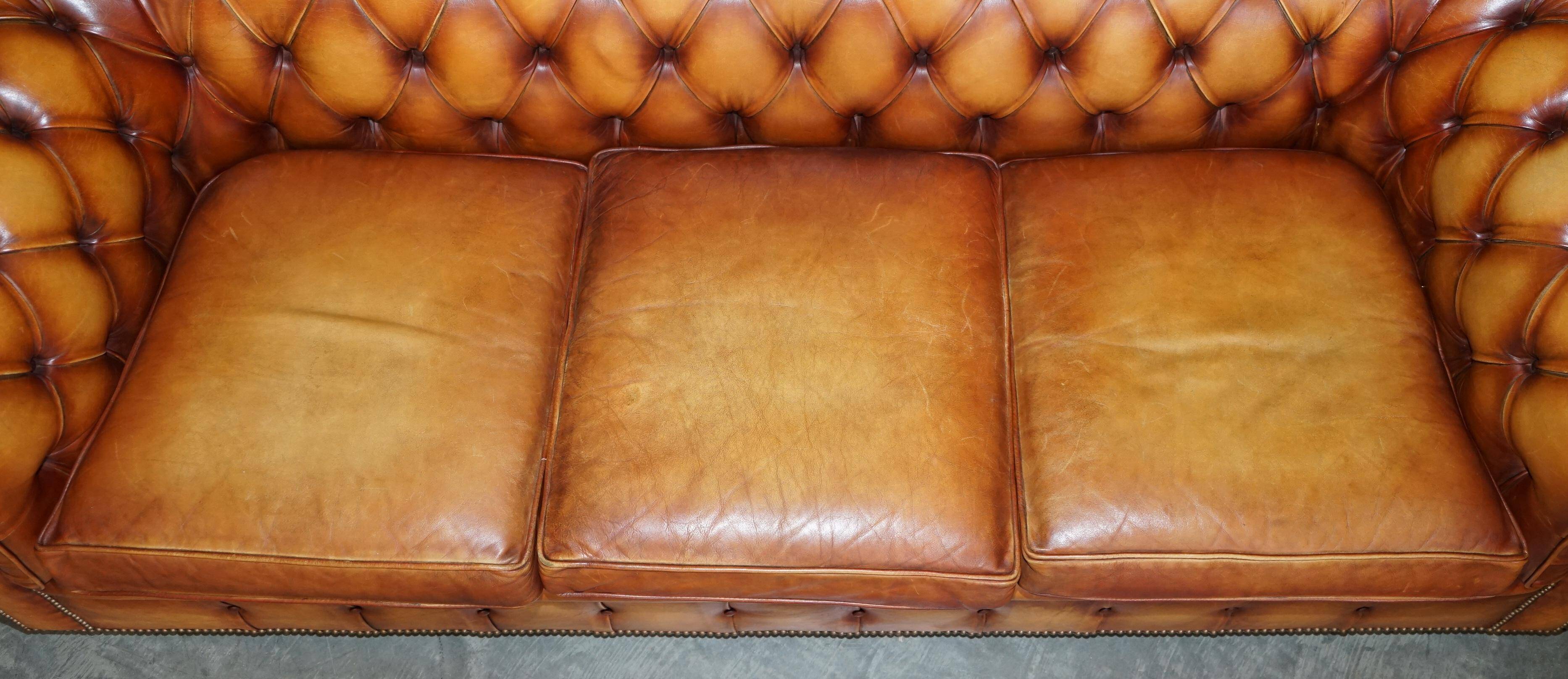Chesterfield suite three-piece leather set