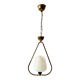 Modernist pendant light in white sandblasted glass and brass