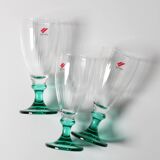 Set of 3 Vintage Bormioli Rocco Wine Glasses: Green Stem Harmonia, 1990s