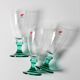 Set of 3 Vintage Bormioli Rocco Wine Glasses: Green Stem Harmonia, 1990s
