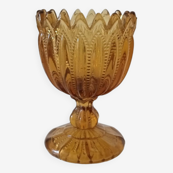 Vintage amber cup in molded glass