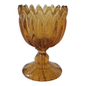 Vintage amber cup in molded glass