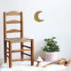 Set of six 1950s chairs in solid wood and straw