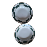 Luneville plates in green and white check, 1910-1930.