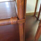 Retro-Side table-vinyl furniture-wood, rattan and bamboo-80s