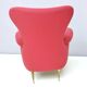 Wingback Red Cotton Armchair with Brass Feet, Italy