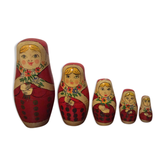 Russian dolls Matriochkas Mother Christmas vintage 1970