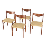Set of 4 Arne Wahl Iversen for Glyngore papercord chairs 'Naerem'