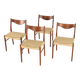 Set of 4 Arne Wahl Iversen for Glyngore papercord chairs 'Naerem'
