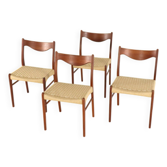 Set of 4 Arne Wahl Iversen for Glyngore papercord chairs 'Naerem'