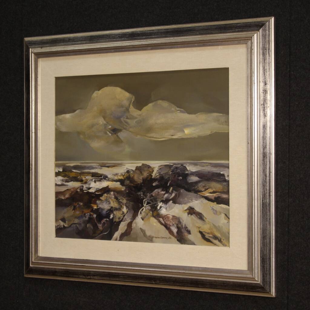 Italian Seascape Painting Signed Ferruccio Rosini Dated 1980