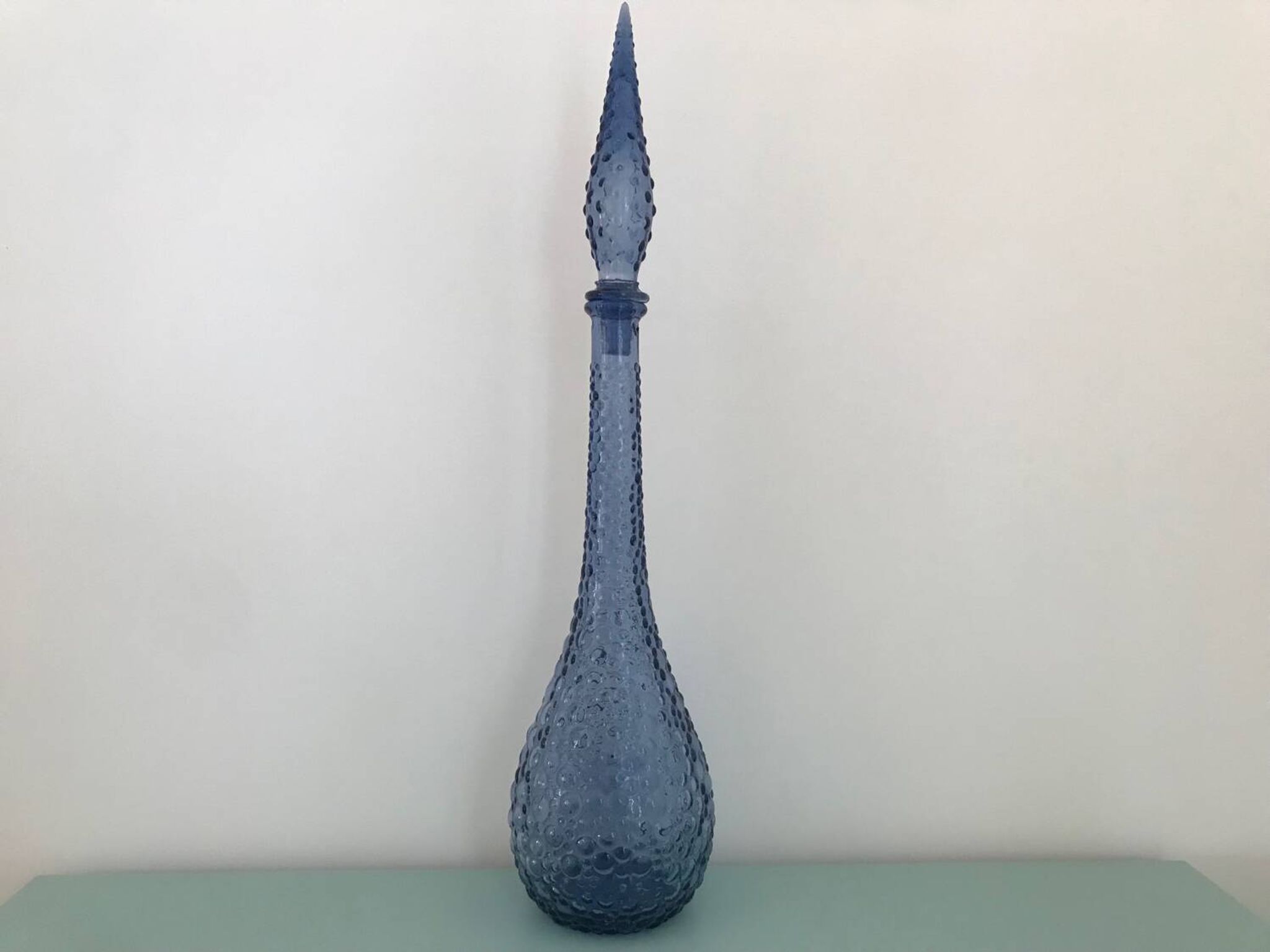 Carafe empoli violet mauve petits bulles hobnail