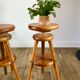 pair of adjustable architect stools pine style 60s