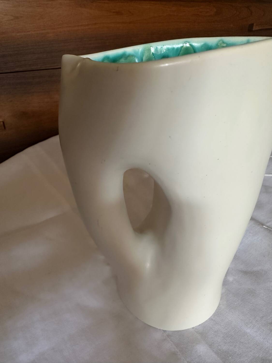 Two-Tone Matte Ceramic Pitcher / Organic Glazed Vintage G. Jouve P.