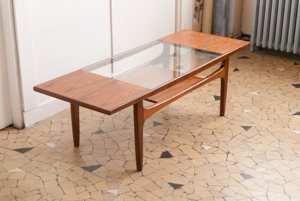 Gplan teak coffee table - glass