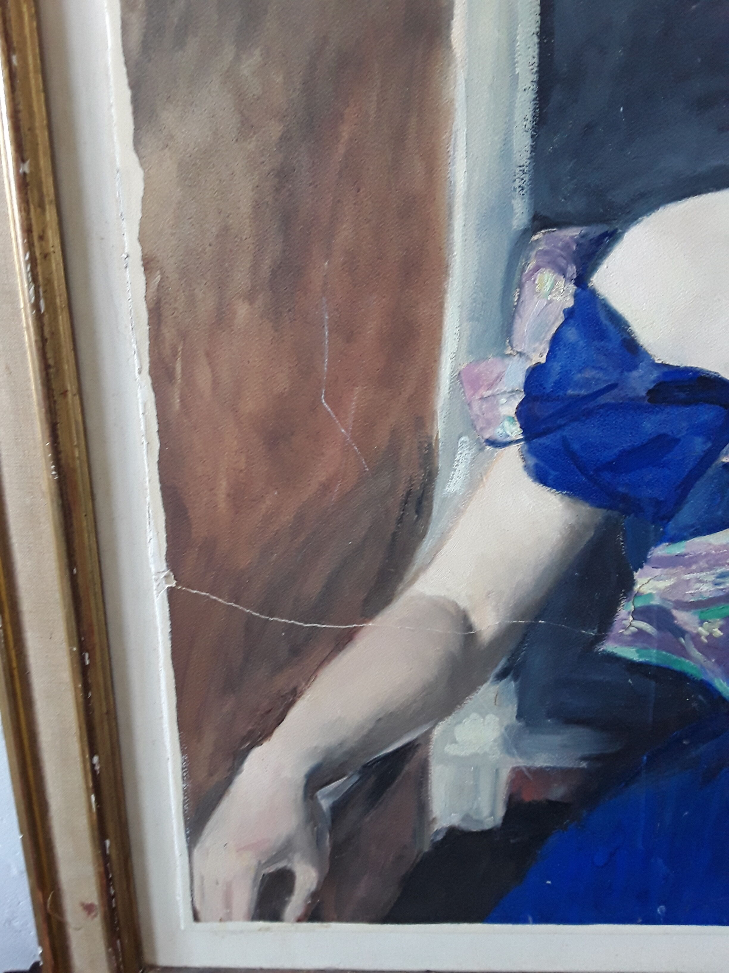 Portrait painting on wood 50s