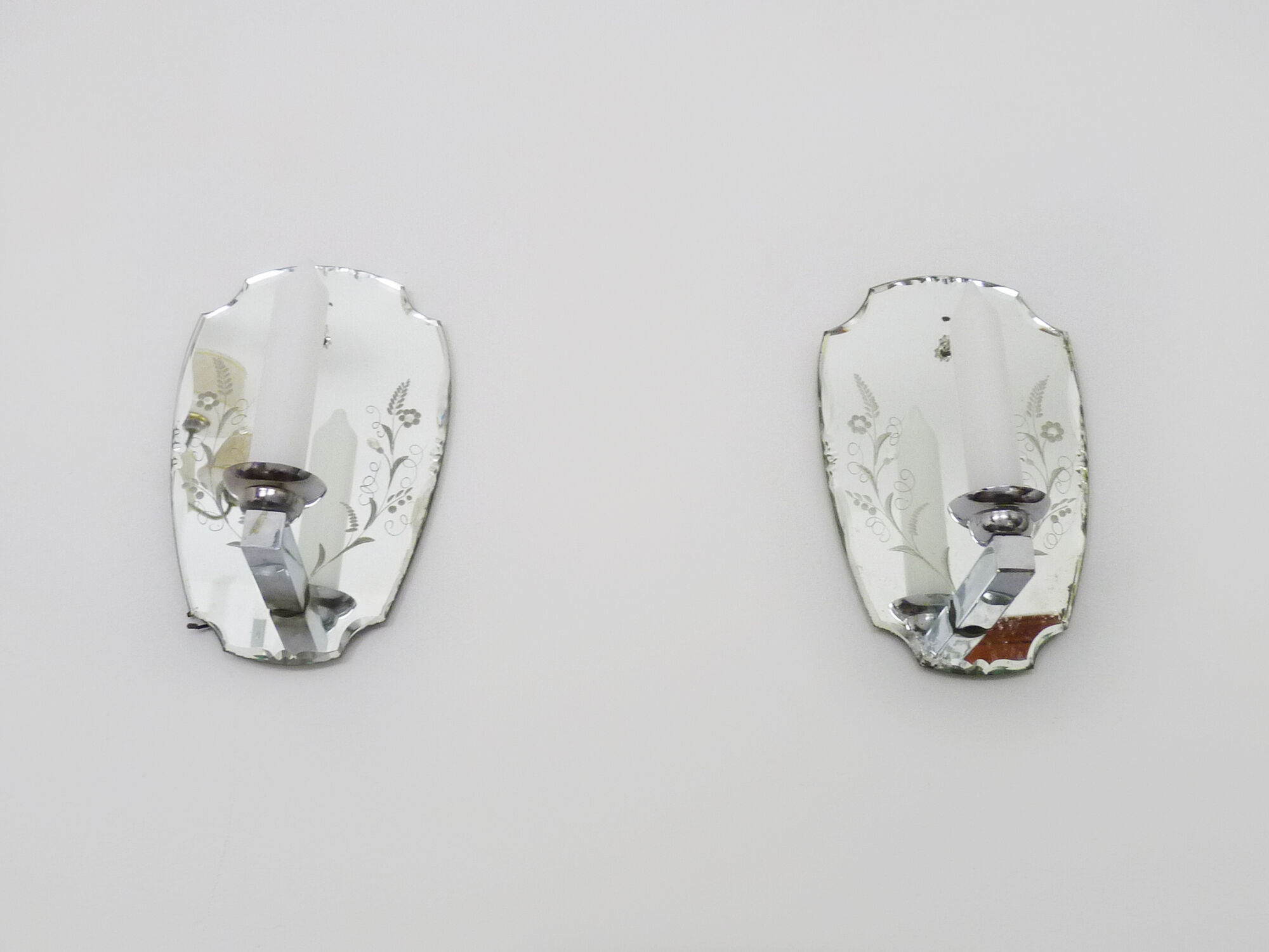 Pair of antique Venetian mirrored wall sconces