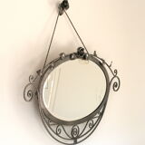 Miroir en fer forgé battu brossé