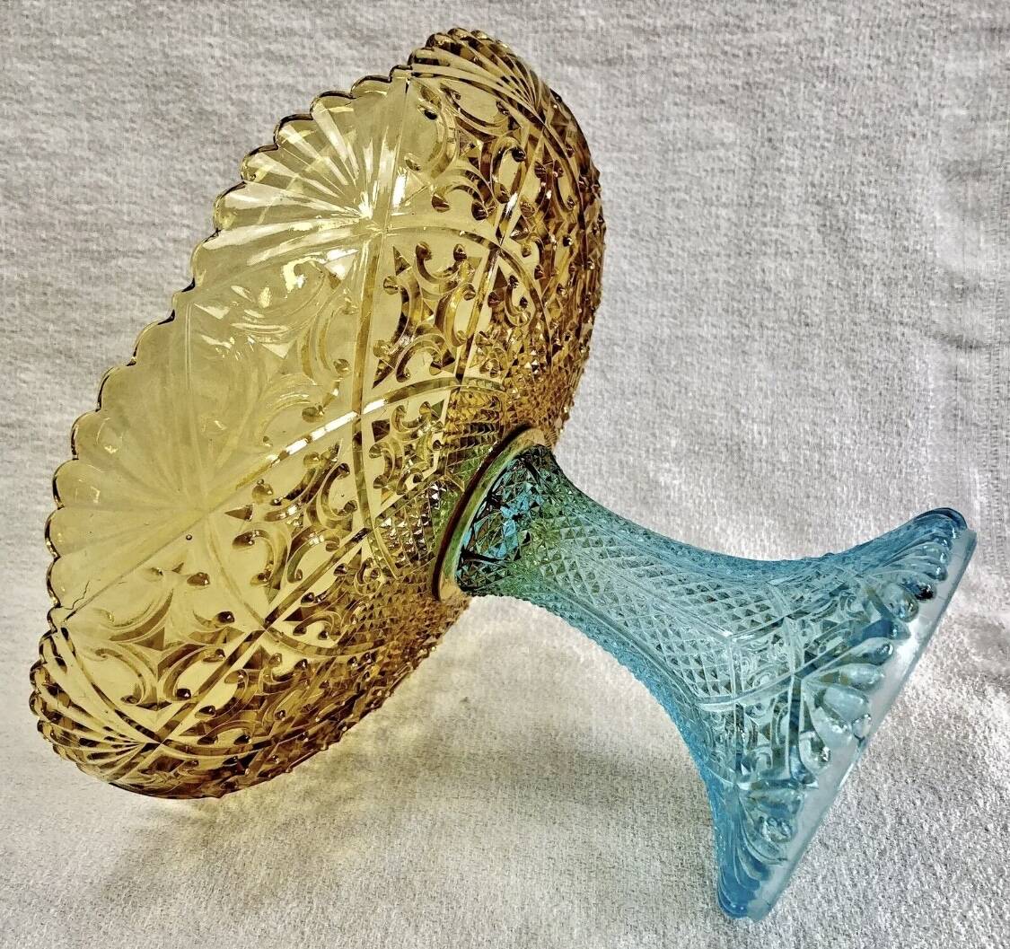 Georges Sand hollow two-tone glass compote bowl signed Portieux
