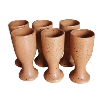 Lot de 6 mazagrans en grès moucheté