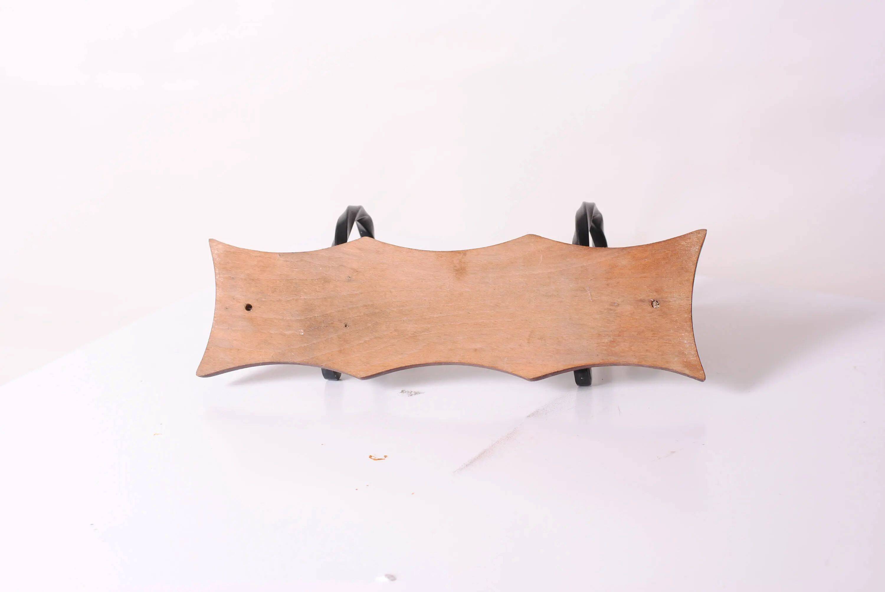 wood and wrought iron coat racks, set of two