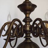 Large Vintage Bronze 6 Light Flemish Chandelier Birds Head Detail 4759