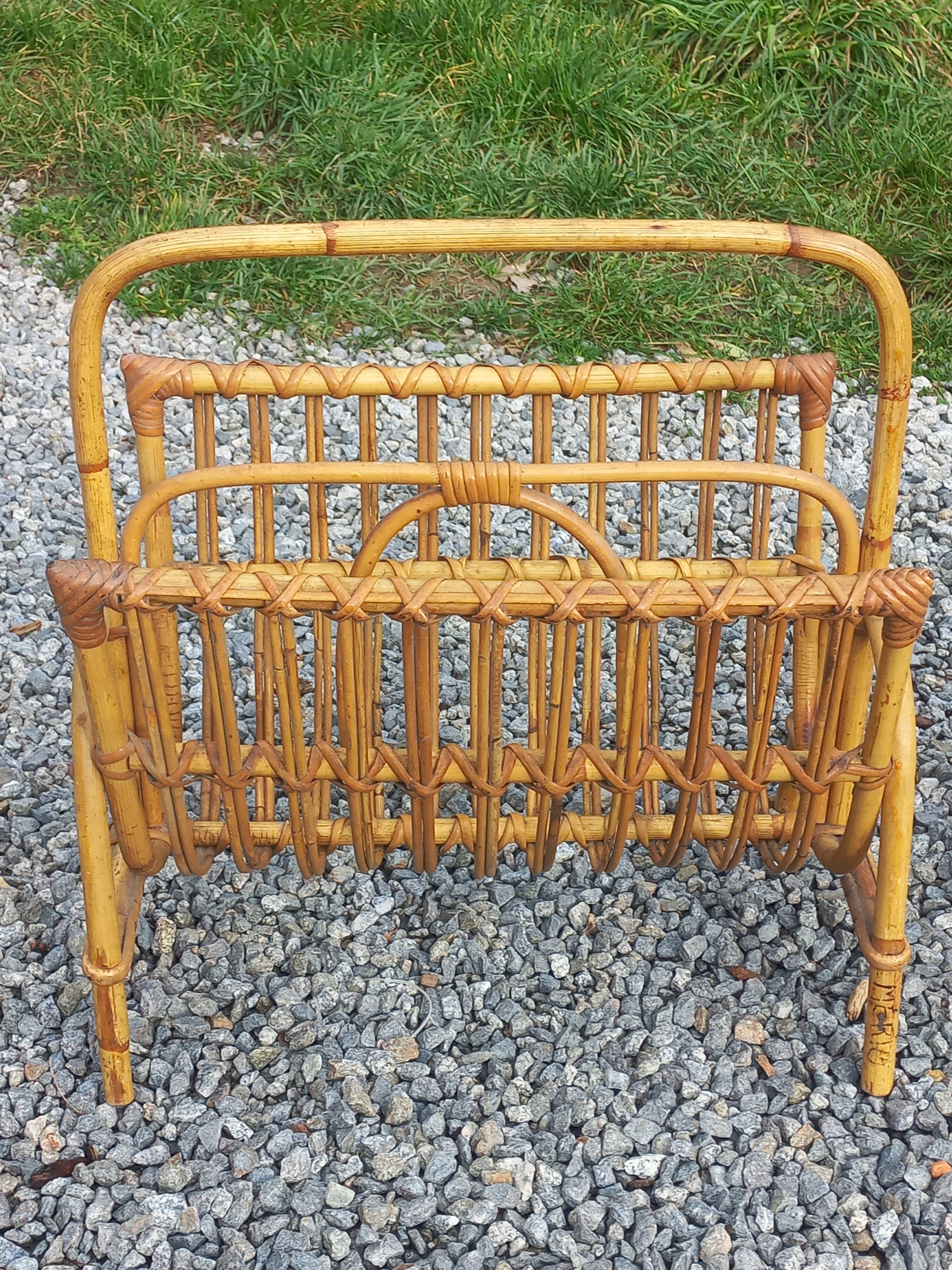 Set of 2 rattan magazine racks from the 1970s.