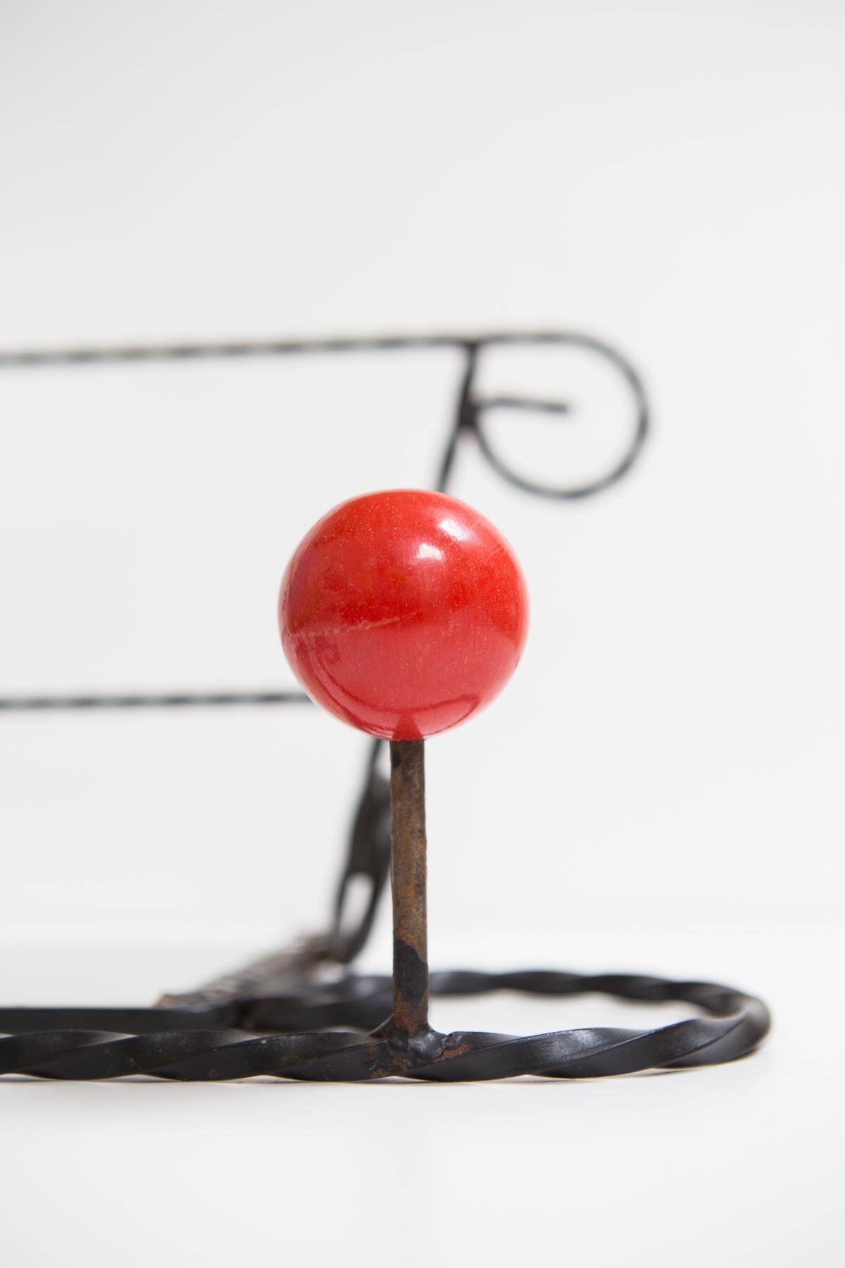 Black iron coat rack with mirror 1950s