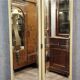 Two-panel screen in cream lacquered wood with bevelled mirrors.