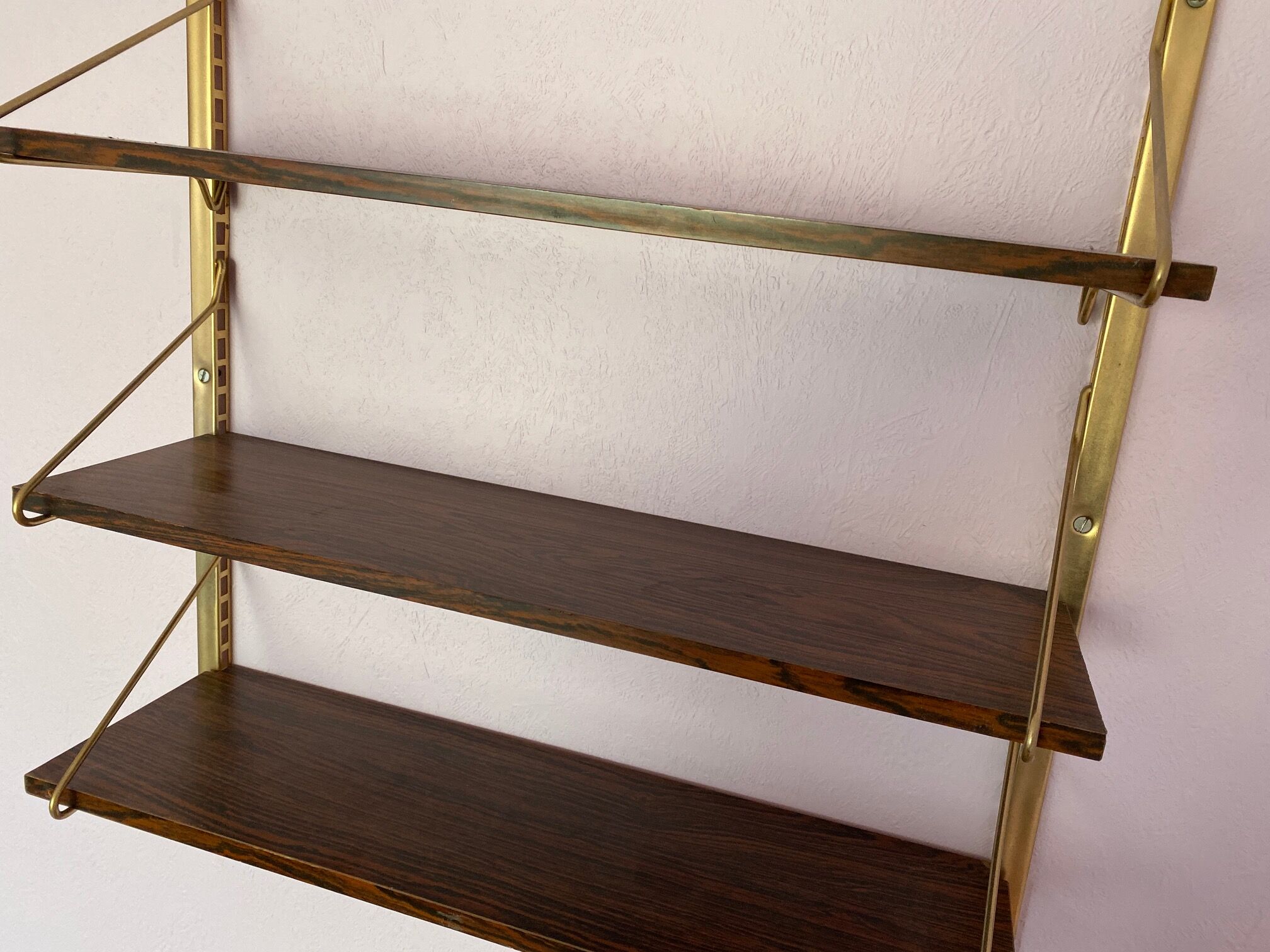 Vintage gold metal dark wood