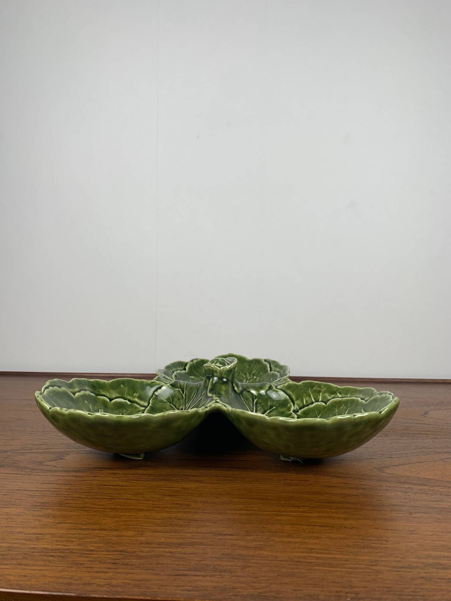 Green cabbage appetizer dish, SILEA, 3 compartments, ceramic