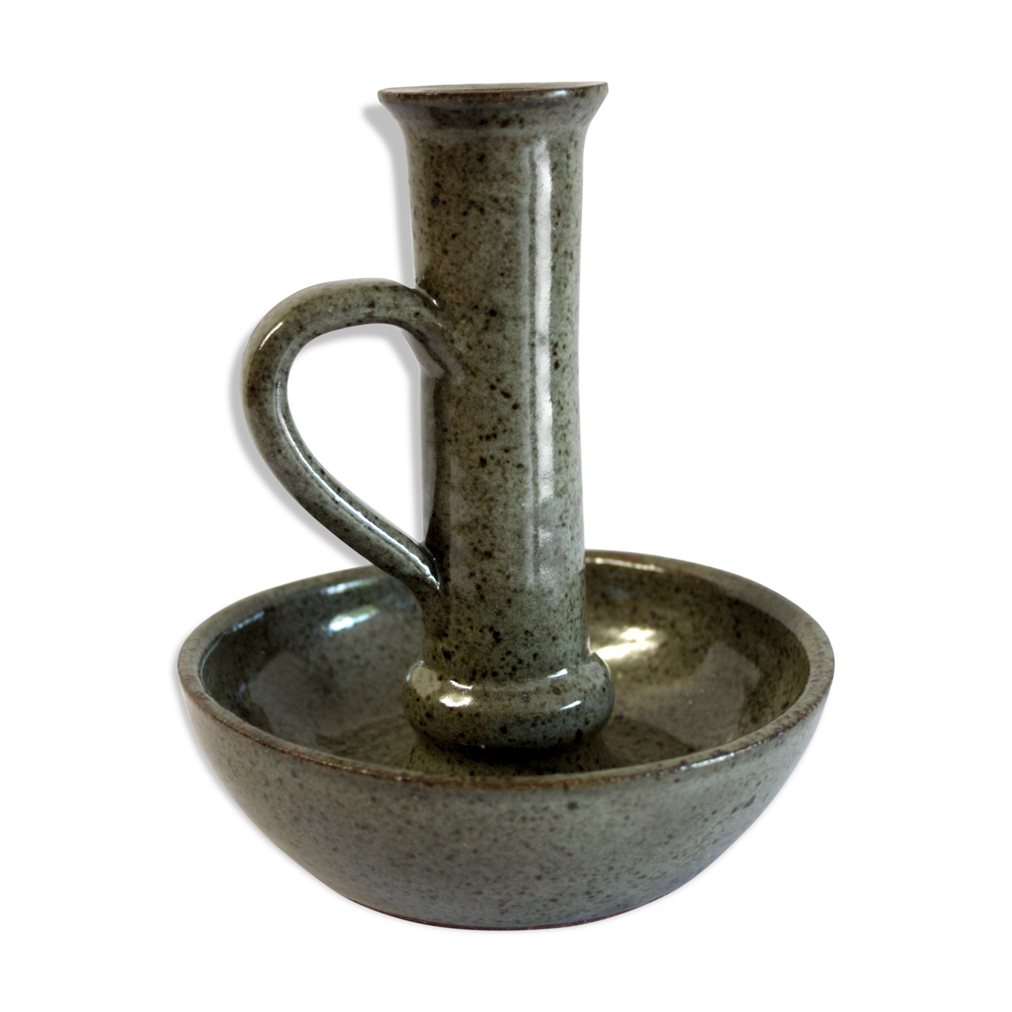 Enamelled stoneware candlestick  - circa 70