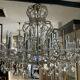 Chandelier 35 Murano glass lamps and crystal tassels D120cm