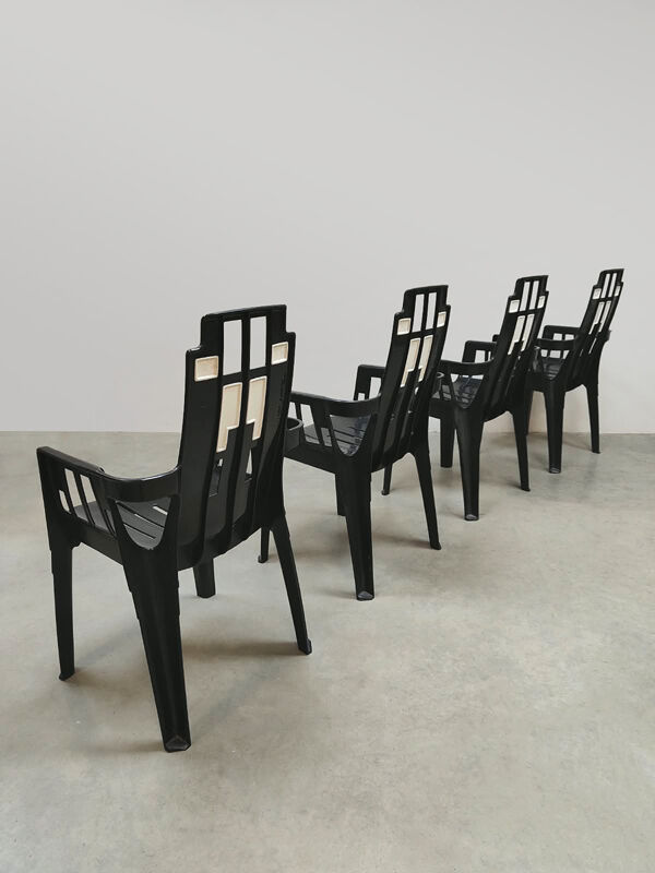 4 fauteuils de jardin vintage modèle Boston par Pierre Paulin édition Henry Massonnet