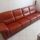 Large brown buffalo leather sofa