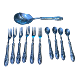 Dessert cutlery service consisting of 11 pieces hallmark 800 worked old and collector