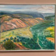 Original Swedish Oil on Canvas – "Landscape" by Lalla Blecher – Signed – Dated 1994 – Framed – 63 × 53 cm (24.8" × 20.9")