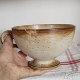 Large handmade stoneware bowl with foot