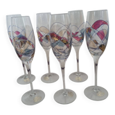 6 flutes a champagne cristal de Paris de couleur