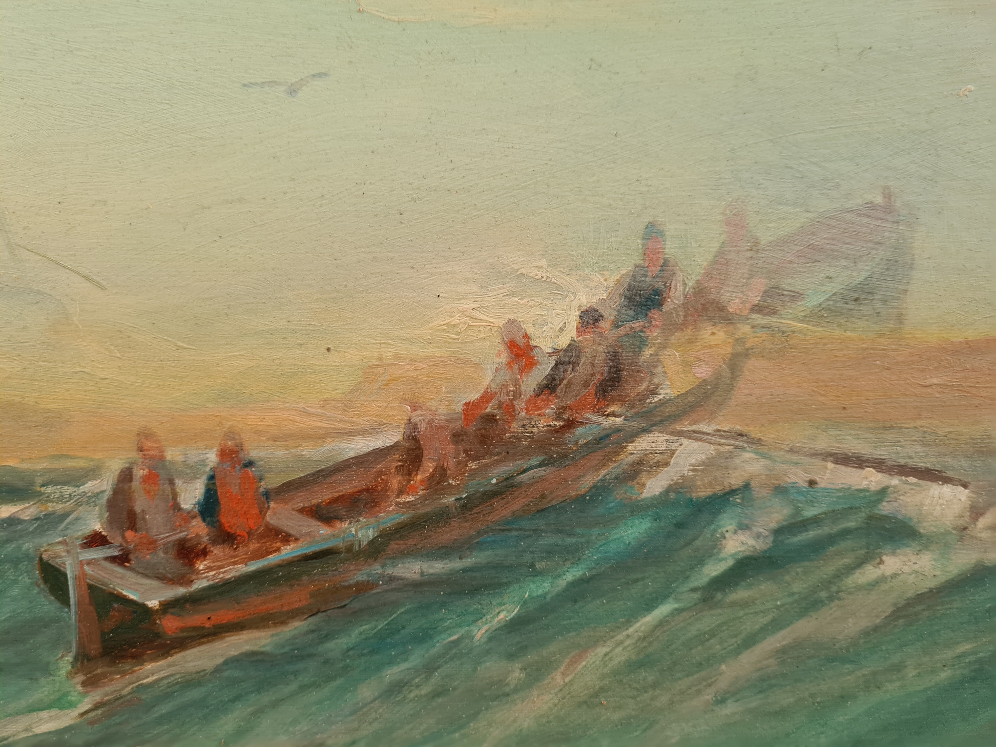Fishing boat in the Mediterranean, oil by François Gautier