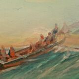 Fishing boat in the Mediterranean, oil by François Gautier