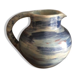 Blue enamelled carafe pitcher