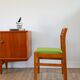 Set of 4 Scandinavian beech wood chairs, green wool, 1960.