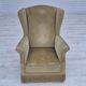 1970s, Danish design, wingback armchair, original condition, furniture velour, beech wood legs.