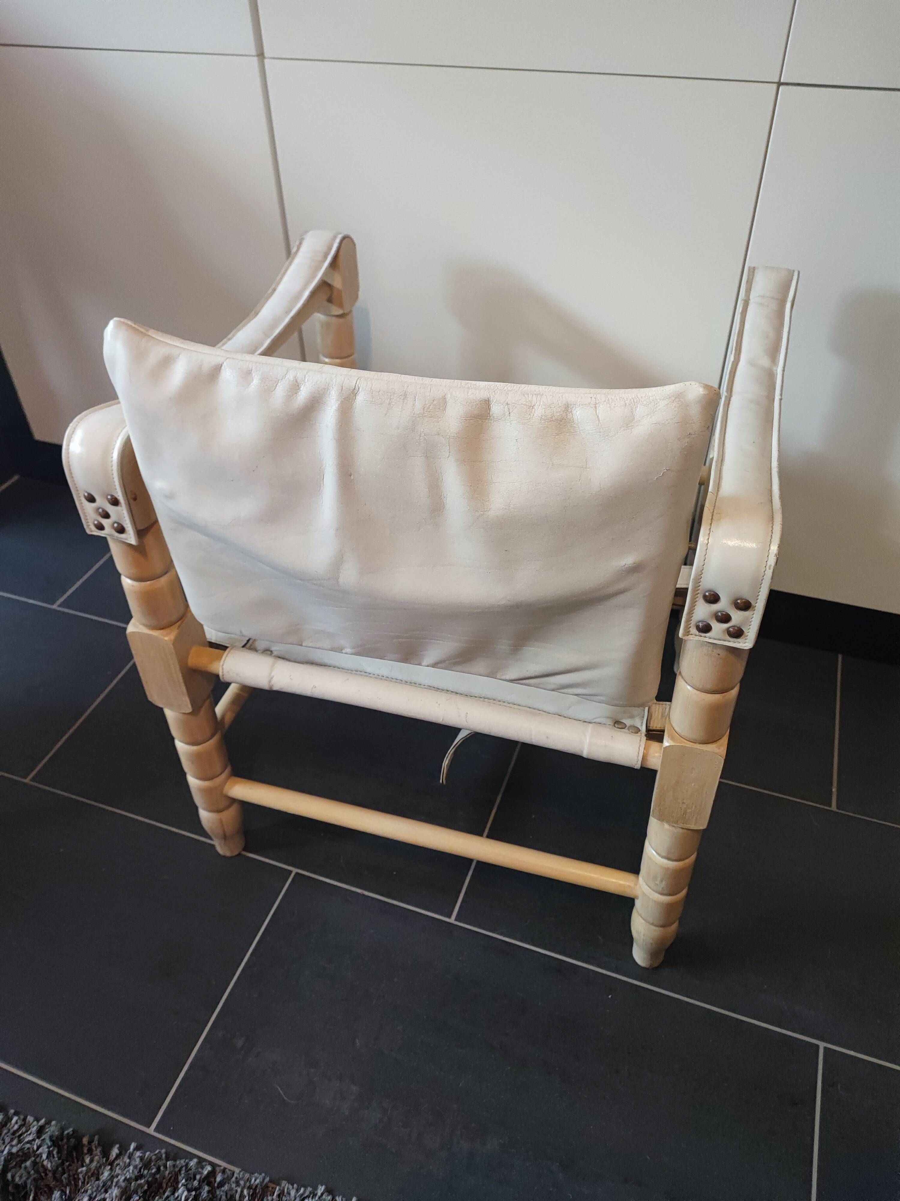 White leather safari armchair